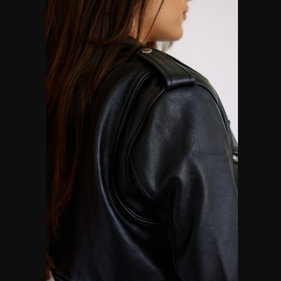 LIKE NEW Understated Leather Mercy Cropped Biker Jacket - Picture 6 of 10